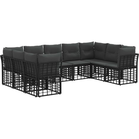 Maison Exclusive - Outdoor-Sofagarnitur Schwarz und Dunkelgrau Po