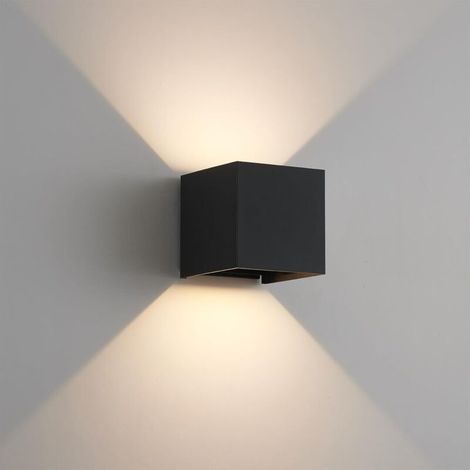 Applique murale extérieure étanche - Noire 12W Lumière chaude - Convient pour les jardins, patios, terrasses, cours, escaliers - 1 pièce (1/3)