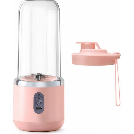 Blender Portable Rechargeable Rose, Mixeur Électrique 40 W avec 6 Lames en Acier Inoxydable, Batterie 1500 mAh USB-C (1/5)