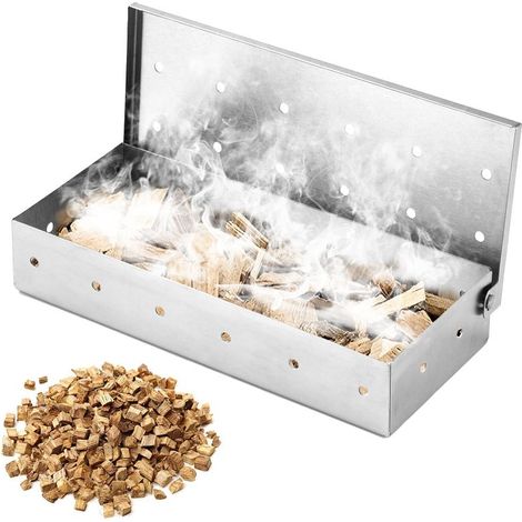 Boîtes à fumoir (lot de 2) - Boîtes à copeaux de bois robustes en acier inoxydable pour barbecues à gaz ou à charbon, accessoires durables pour une saveur fumée riche (1/5)