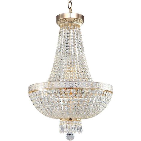 Lustre doré et cristal Bella Grand – 6 lumières E14 – Hauteur 61 cm – Diamètre 40 cm – Classement IP20 – Maytoni (1/2)