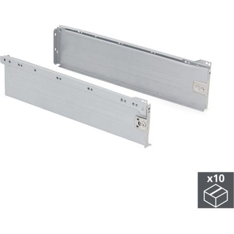 Lote de 10 cajones de cocina Ultrabox, altura 150mm, profundidad 400mm, Acero, Gris metalizado -