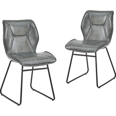 Set de 2 sillas de comedor tapizadas en polipiel con estructura metálica gris MODENUIT (1/5)