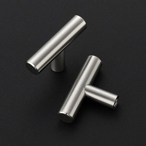 2 Tiradores para puertas - Tiradores para cajones - Tiradores para armarios - Acero inoxidable 5 cm - Tiradores tipo T de un solo orificio (1/5)
