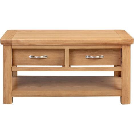 Bologna Coffee Table with 2 Drawers - L60 x W100 x H50 cm - Oak