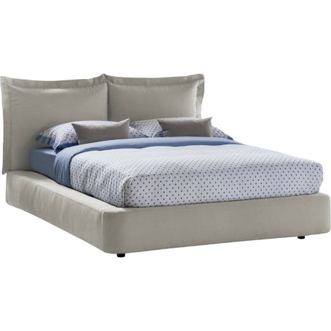 Dmora - Letto matrimoniale Dbonn, Letto contenitore con rivestimento in tessuto, 100% Made in Italy, Apertura frontale, adatto per materasso 160x190 cm, Beige