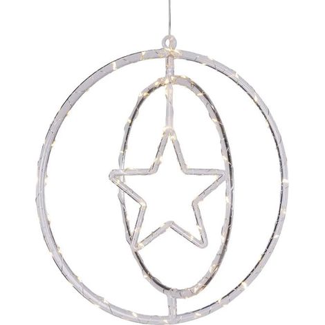 Lotti, Decorazione Natalizia, Ø32cm, Mix 3 Soggetti, Stella Fiocco Albero, MicroLED Bianco Caldo