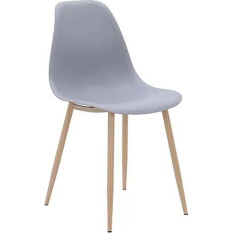 Chaise PP gris pieds métal effet bois (1/5)