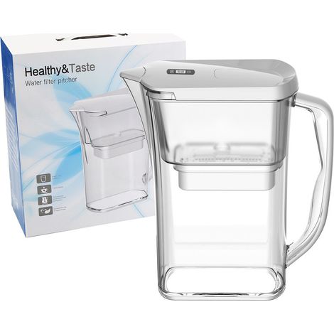 Carafe filtrante 2,5 L – Filtration 150 L – Réduit le chlore, le calcaire et les métaux lourds – Carafe d’eau filtrante écologique sans BPA 248110268 mm (1/5)
