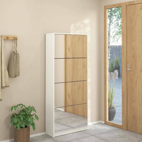 Dmora - Scarpiera Aepytus, Mobile portascarpe, Armadio da ingresso multiuso, Mobiletto per calzature, 70x24 h162 cm, Bianco (1/5)