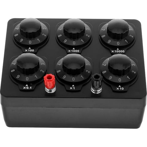 Boîte de Résistance Électrique 9 Ohms Physique 6 Chiffres 0-99999 Noire  Outils de Laboratoire, Plastique Métal, pour Expériences D’électricité au Collège, Usage Élève (1/5)