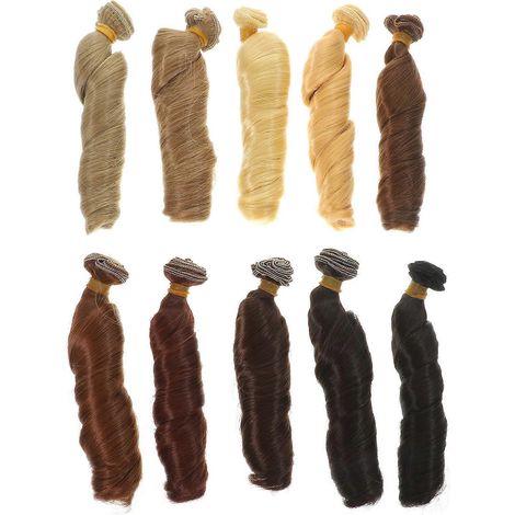 Lot de 10 mèches de cheveux bouclés pour poupée, extensions de cheveux pour la création de poupées à faire soi-même. Fournitures artistiques.-100x15cm (1/4)