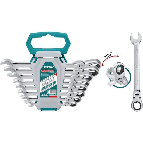 SET CHIAVI COMBINATE A CRICCHETTO FLESSIBILI 8pz 8-19mm Cr-V TOTAL