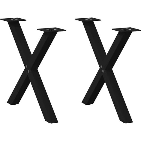 vidaXL Patas para mesa de centro en forma de X (2 unidades), color negro, 60 x (42-43) cm, acero (1/5)