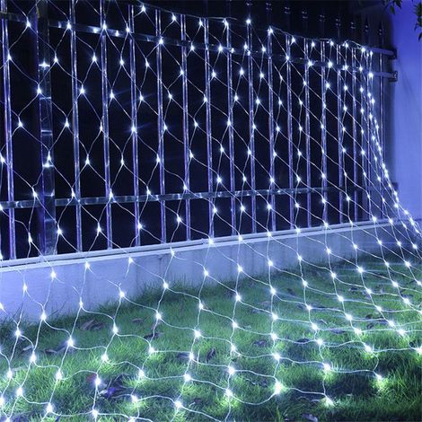 1x Guirlande lumineuse, Filet LED 96LED, Blanc, IP44 étanche, 8 modes, Intérieur Extérieur, Noël Jardin