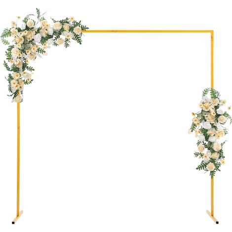 Arche de mariage carrée en métal avec base en T, cadre d’arche de décoration réglable, pour mariage, fête, cérémonie et événement (2 x 2 m) (1/5)