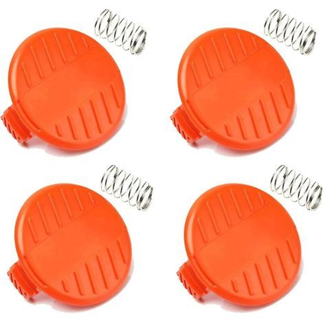 Lot de 4 capuchons de bobine de débroussailleuse avec ressort, couvercle de bobine de rechange pour débroussailleuse Black & Decker GLC3630L20-GB/NST1810/ST4525 (1/4)