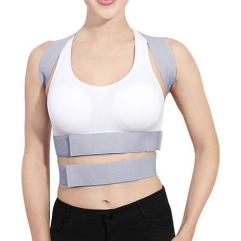 Correcteur de posture réglable invisible respirant doux gris ceinture dorsale pour hommes et femmes (1/5)