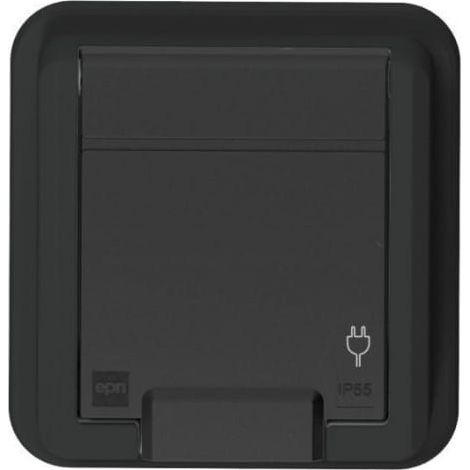 Portalampada singola da incasso Aquant 2K con messa a terra 2P+Z antracite 5041-77