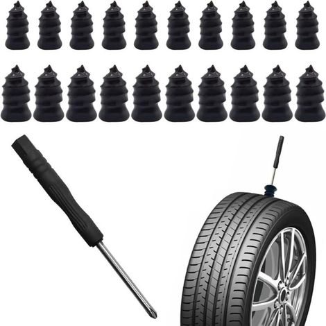Ulisem21 Pcs Tubeless Tire Puncture Repair Kit reparation pneu voiturewith Mushroom Avec tournevis,kit anti crevaison voiture Plug for Tyre Punctures and Flats on Cars,Motorcycles,Trucks Tractors (1/4)