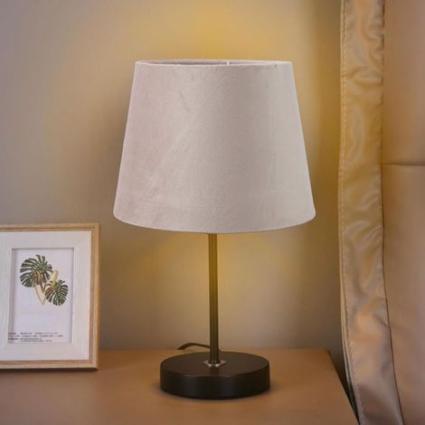 Abat-jour tissu beige – Conique E27/E14 – Artisanal doux salon – 21,5 cm