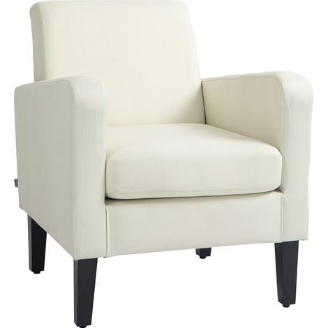 Poltroncina da Camera Moderna in Tessuto con Braccioli, 66x72x74 cm, Crema