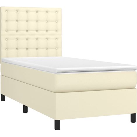 Sommier à lattes de lit avec matelas et LED Crème 90x200 cm vidaXL (1/5)