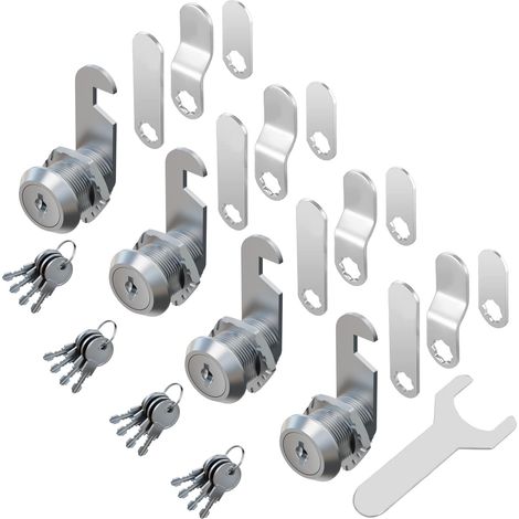 Lot de 4 serrures de boîte aux lettres - Serrure à cylindre - Serrure à cylindre à fermeture différente - Serrure de porte d'armoire - Serrure de tiroir - Avec 4 clés - 30 mm (1/5)