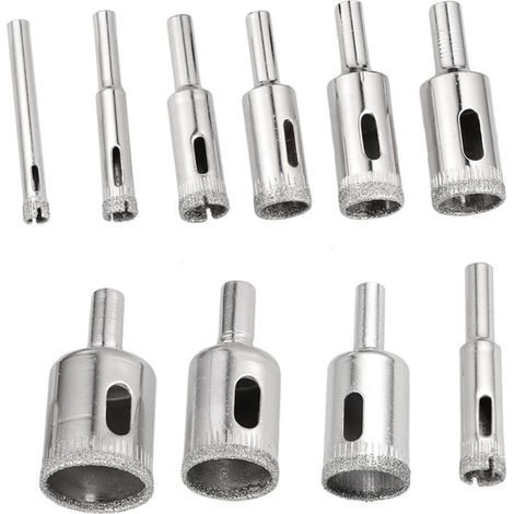 2 ensembles Jeu de Forets Diamant pour Verre et Céramique Multiples Kit Perçage Polyvalent pour Marbre Granit avec Perceuse Électrique Compatible (1/5)