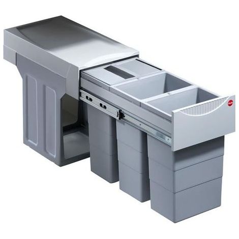 Poubelle de cuisine tri sélectif 3 bacs encastrable 30L (10+10+10) Hailo Terzett (1/2)