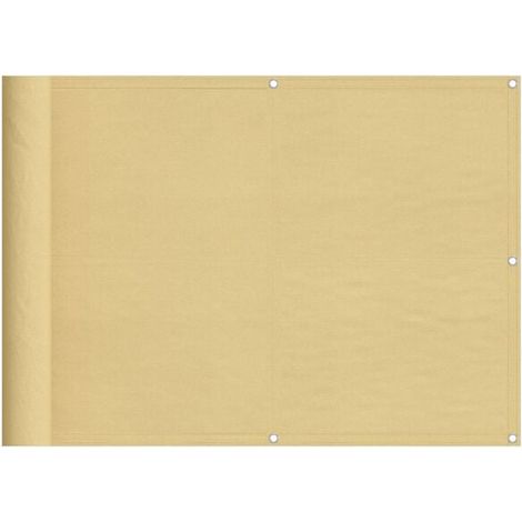 Paravent de balcon couleur sable, 75 x 300 cm, tissu Oxford 100 % polyester. (1/5)