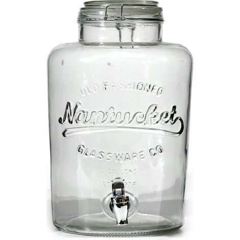 Dispenser Bevande in Vetro 8 Litri con Rubinetto Brocca grande Contenitore stile Vintage per acqua fresca Succhi e Cocktail Ideale per Buffet Party e Hotel