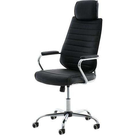 Sedia da ufficio sintetica nera con ruote, altezza regolabile BUR10001