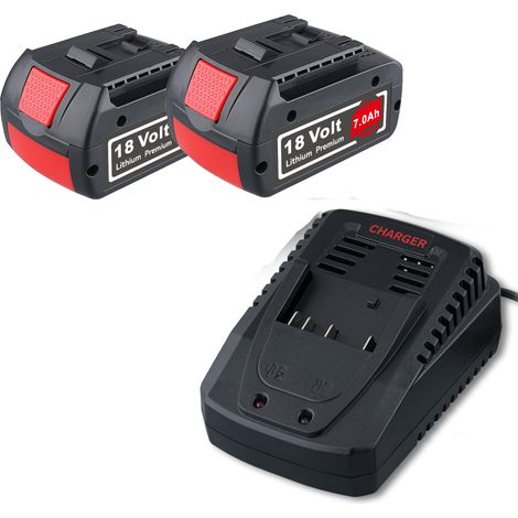 2× 7.0Ah 18V Lithium Akku BAT609 und Akku 14.4-18V Ladegerät AL1820CV Kompatibel mit Bosch BAT618 BAT609 BAT622 BAT609G BAT610G