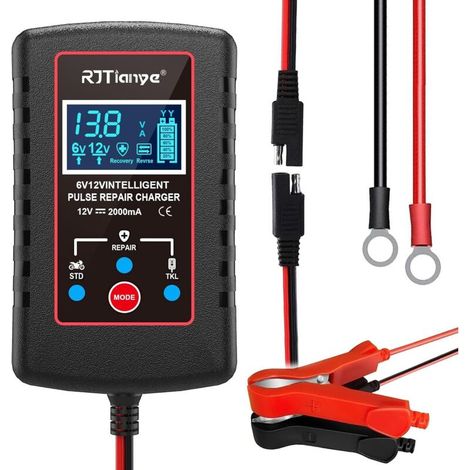 Intelligentes und vollautomatisches 6V/12V-Batterieladegerät mit 3 Modi für Rasenmäher-, Motorrad-, Auto-, Boots- und Marine-Bleiakkumulatoren.