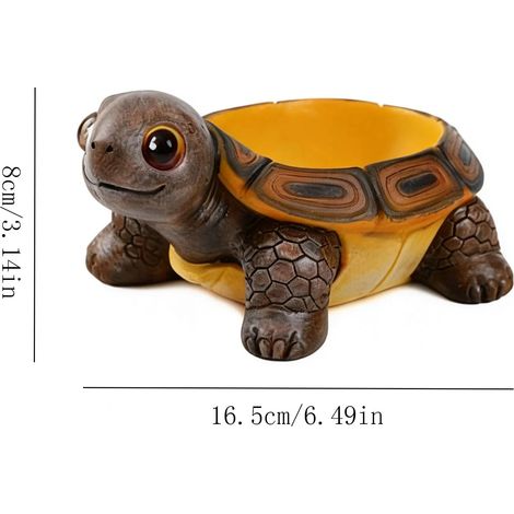 (D) Pot de fleurs en résine, motif tortue amusante, pot pour plantes grasses, décoration pour la maison ou le bureau, pot de fleurs artisanal, cadeau (1/4)