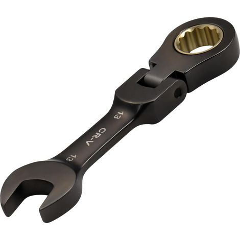 Clé mixte Clé combinée à cliquet à tête flexible 13mm - Douille et extrémité ouverte 72 dents, tête anti-dérapante flexible, acier CR-V traité thermiquement pour boulons abîmés et arrondis (1/5)