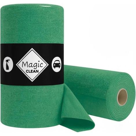 Chiffons microfibres, vitre, salle de bain, voiture, meuble, réutilisables, sans peluche - 75 feuilles déchirables 30x30cm vert
