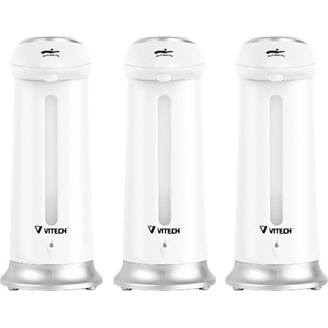 Desineo – Lot de 3 distributeurs automatiques de savon – Détection infrarouge – ABS antibactérien – 330 ml – Installation facile dans pièces humides