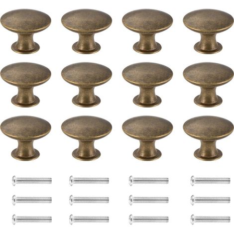 12 boutons d'armoire en laiton antique chic vintage pour armoires de cuisine - 30 mm (1/5)