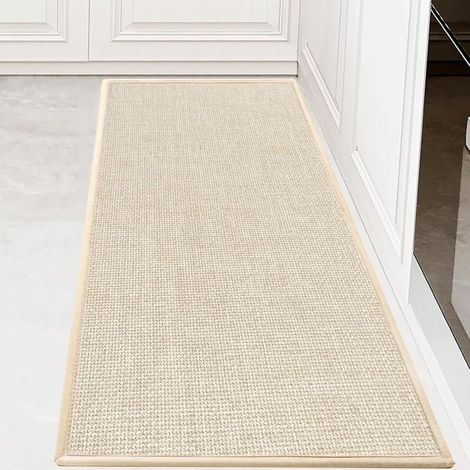 Küchenmatte vor dem Spülbecken, 50 x 120 cm, rutschfeste und abwaschbare Küchenmatte mit Kreuzwebmuster, leicht zu reinigen, für Flur, Waschküche und Badezimmer, Beige (1/5)