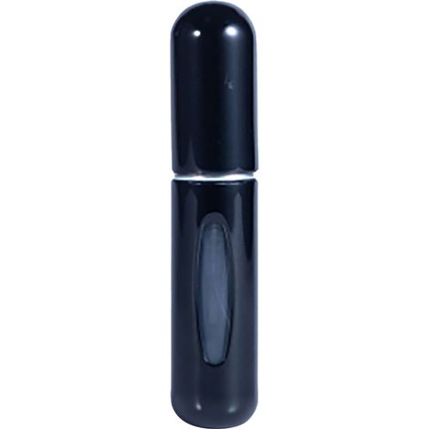 Distributeur de parfum à bouchon rond, 5 ml, mini vaporisateur à pompe à remplissage par le bas, format voyage, auto-pompant, 5 ml, noir brillant. (1/5)