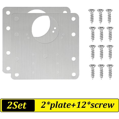 (A-2Sets) Kit de réparation de charnières de porte d'armoire, plaque de montage en acier inoxydable, outil de réparation inclus (1/5)