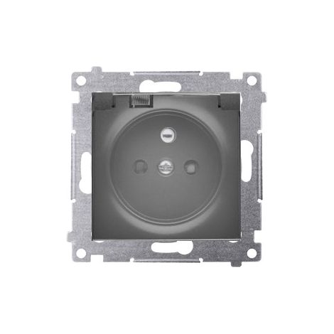 Base de enchufe con toma de tierra para versión IP44 CON JUNTA (módulo) 16A, 250V, terminales de tornillo, tapa transparente, negro mate Junta de marco