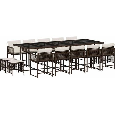 Maison Exclusive - Set da Pranzo da Giardino 15 pz con Cuscini Marrone Polyrattan