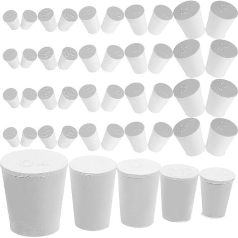 Bouchons en Caoutchouc Blancs Coniques et Résistants à Haute Température pour Laboratoire, 50 Pièces Portables Compatibles Tubes en Verre et Aquariums (1/5)