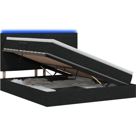 LED-Speicherbett mit Matratze Schwarz 140 x 200 cm Stoff vidaXL (1/5)