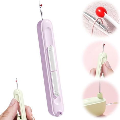 CCYKXA 2-in-1-Nadeleinfädler, Plug-in-Nadeleinfädler, einziehbarer Nadeleinfädler, Fadenentfernungswerkzeug zum Handnähen, Stricken, Sticken und Fadenentfernung (lila, 1 Stück) (1/5)