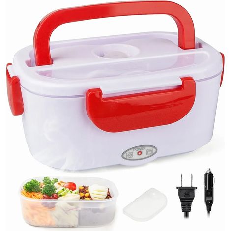Boîte à repas électrique 40W 1.5L, réchauffeur de nourriture portable pour voiture et maison, amovible, anti-fuite, 12V 110V (1/5)