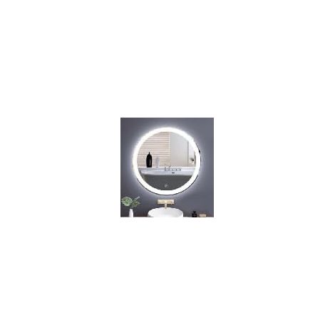 COSTWAY Specchio Rotondo LED con Luce da 60 cm, Specchio da Bagno da Parete con Luminosità Regolabile, Touch Intelligente, Funzione Memoria e Design Anti-Appannamento, per Ingresso (60 cm x 2,9 cm)